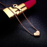 yun ruo fashion brand woman jewelry rose gold silver color heart pendant necklace chain 316 l stainless steel collares jewelry