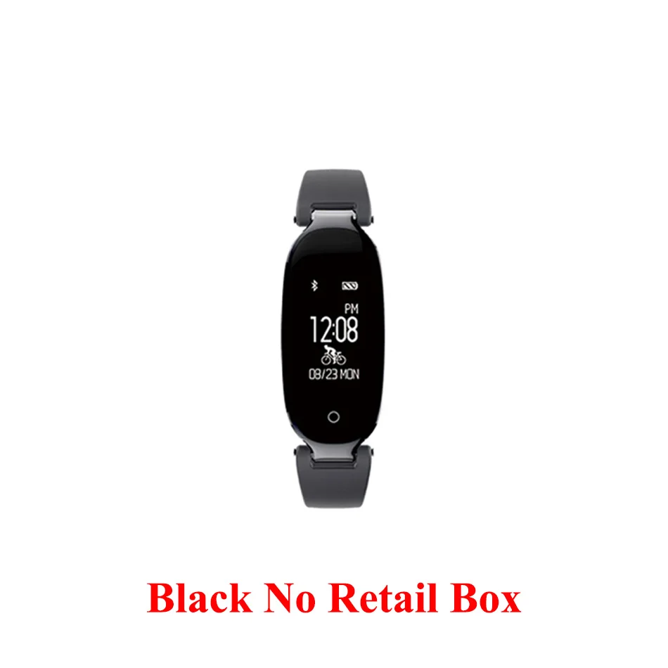 Black No Box Смарт-браслет для женщин и девушек S3, Bluetooth, спортивный браслет, монитор сердечного ритма, IP67, водонепроницаемый смарт-браслет, PK S2, 3, 2X2 - Цвет: Black No Box