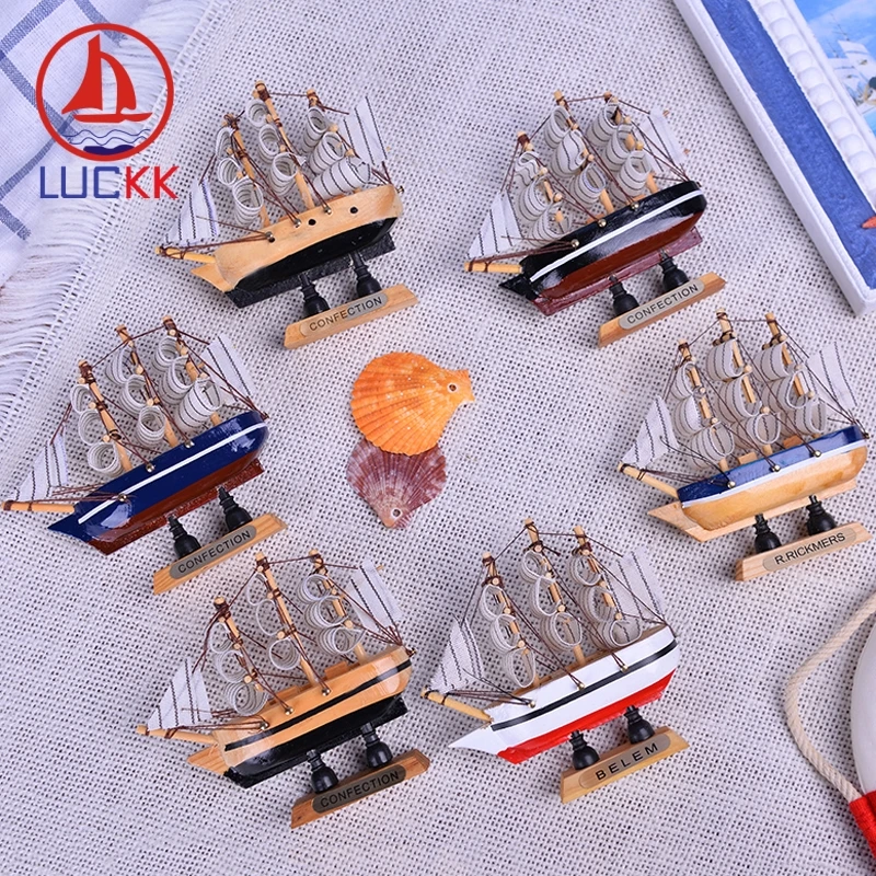 Деревянная модель парусника LUCKK 10 см 6 цветов оптовая продажа украшение для дома в