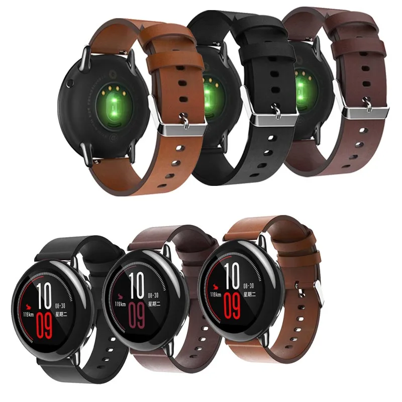 22 мм смарт-часы ремешок для Xiaomi Huami Amazfit Pace из натуральной кожи ремешок для Xiaomi Amazfit Stratos 2 2S Ремешок для ремня
