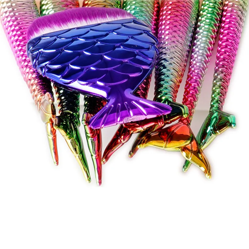 8 шт. градиентные кисти для макияжа Русалочки набор розовых золотых кистей с