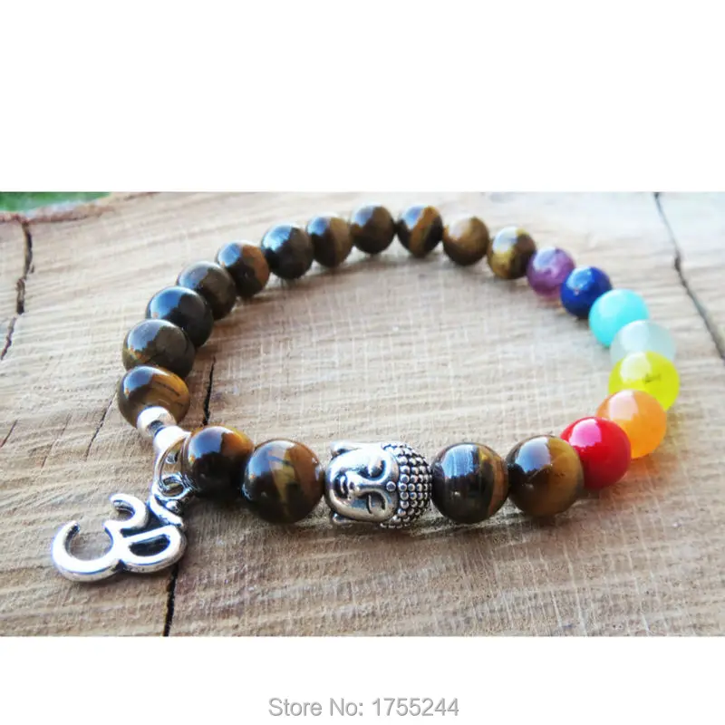 Браслет SN1095 с 7 чакрами Балансирующий браслет Будды из натурального камня
