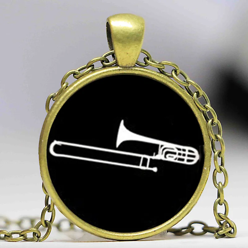2017 новые музыкальный инструмент ожерелье с силуэтом тромбон кулон dj микшер