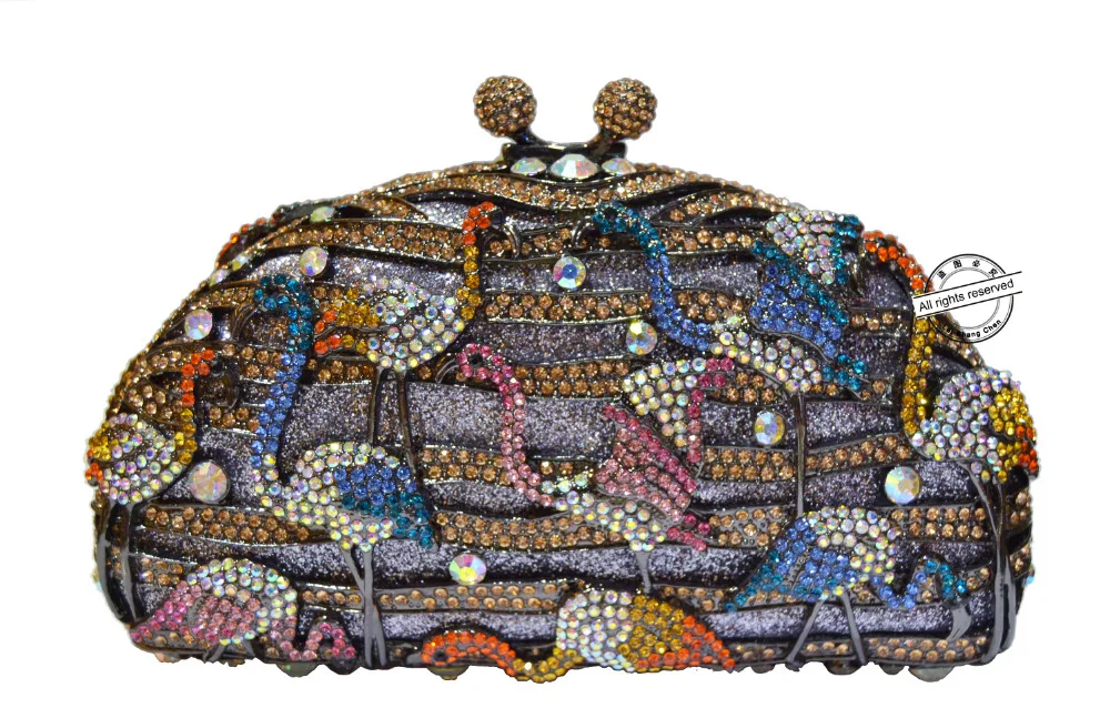 Роскошная вечерняя сумочка в виде синего животного с кристаллами новый дизайн