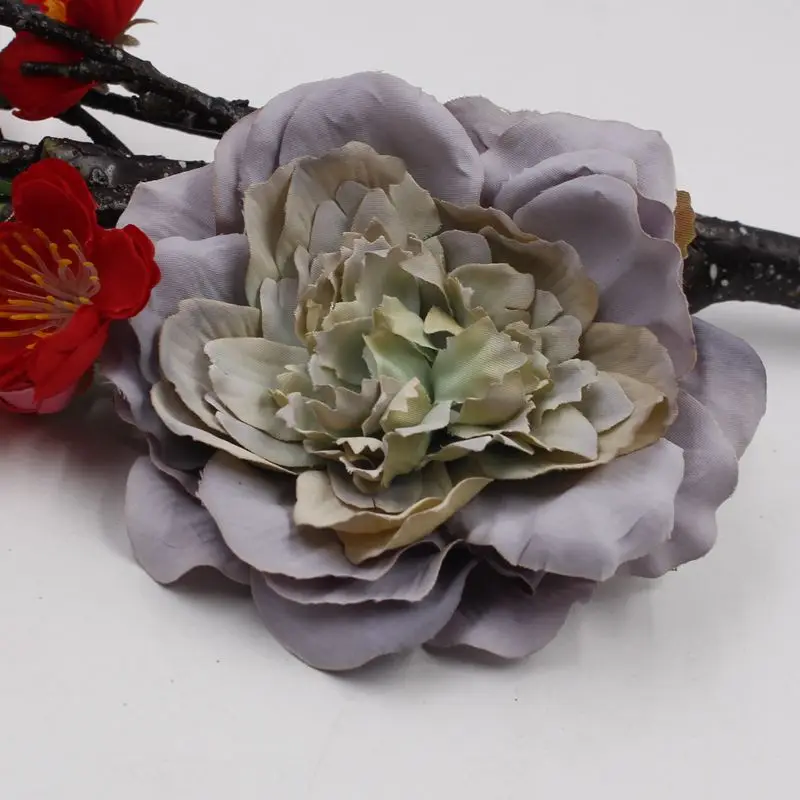 4 gray purple DIY/1 предмет, имитация, ретро, голова пиона, голова цветка, Свадебная вечеринка, домашняя обувь, шляпа, обувь, декоративный цветок - Цвет: 4 gray purple