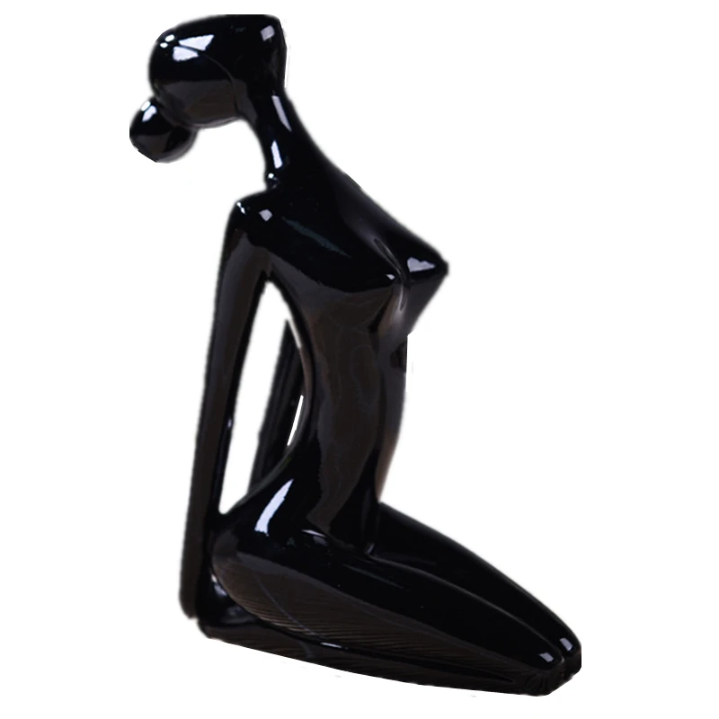 XinCheng Black Yoga VILEAD 11 стильная девушка из смолы, фигурки для йоги, абстрактная черно-белая женская модель для йоги, современные миниатюры для офиса, винтажный домашний декор - Цвет: XinCheng Black Yoga