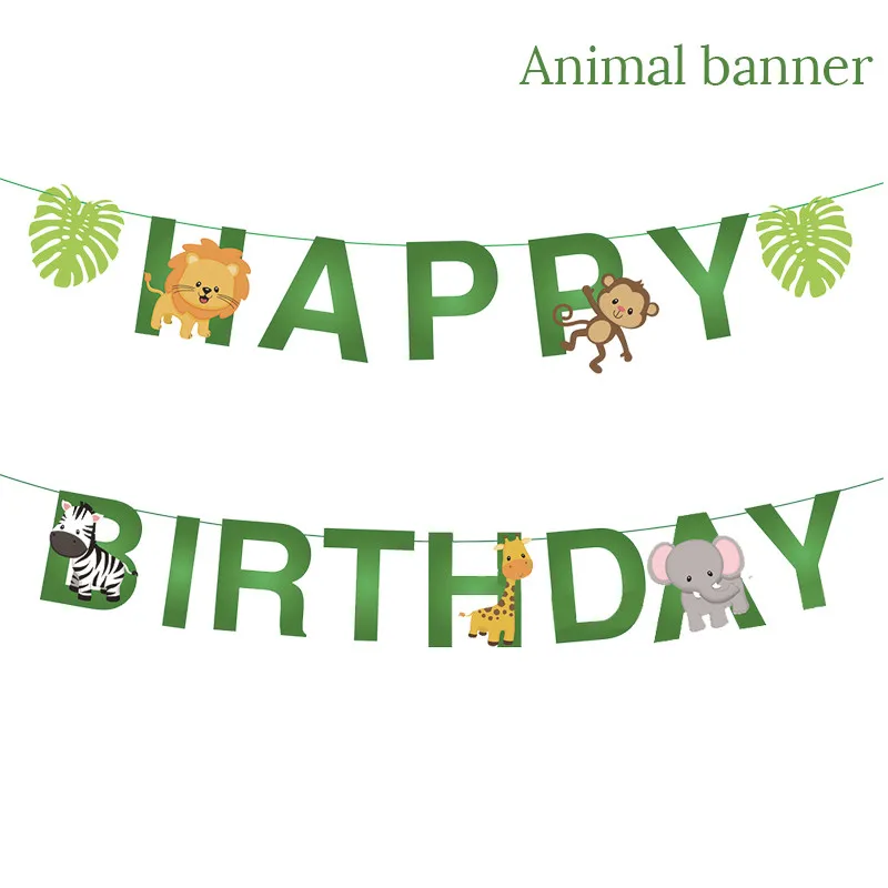 1set banner 1 Джунгли вечерние для вечеринки в стиле сафари животные, тигр, Лев, обезьяна, Зебра, корова, жираф, гелиевые шары на тему зоопарка, день рождения, украшения для детей - Цвет: 1set banner 1