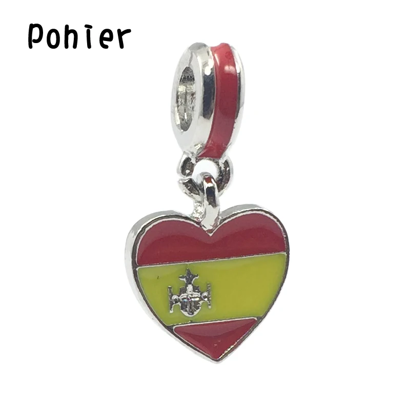 Флаг Испании красно желтая эмалированная подвеска Европейские Бусины подходят