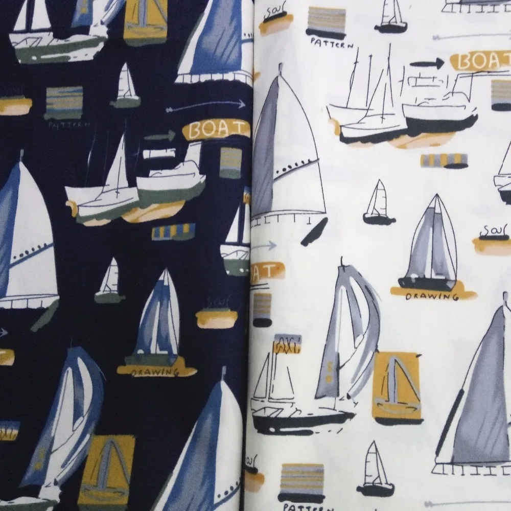 

The boat print reactive printing and dyeing cotton fabric for shirt dress patchwork tissu telas tissus au meter tecido tecidos