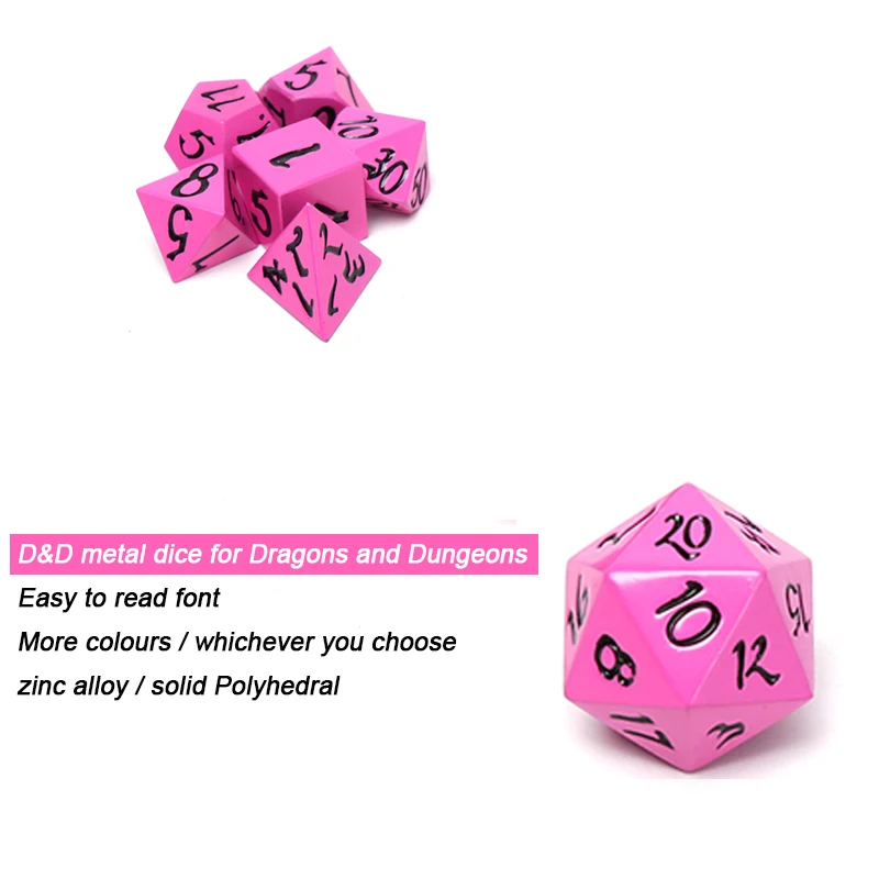 Chengshuo игральные кости DND Металл РГП набор многогранных подземелья и дракон d20 8 синий настольные игры цинковый сплав Цифровой узор в кости