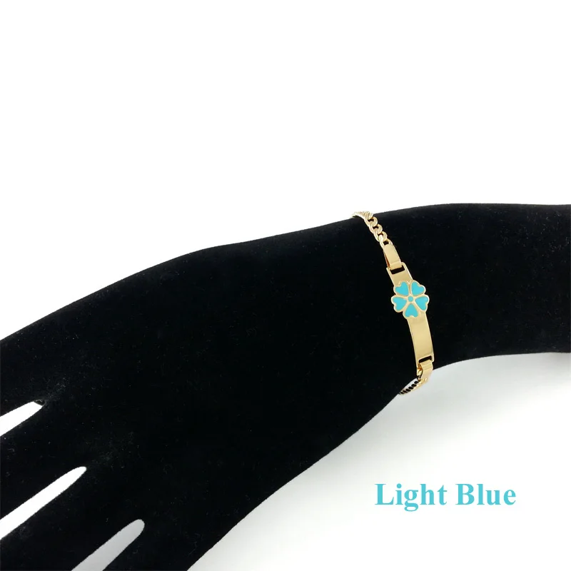 Light Blue Красочные детские браслеты с сердцем, ювелирные изделия для малышей, золотой браслет для крещения, браслеты для детей, B0929 - Окраска металла: Light Blue