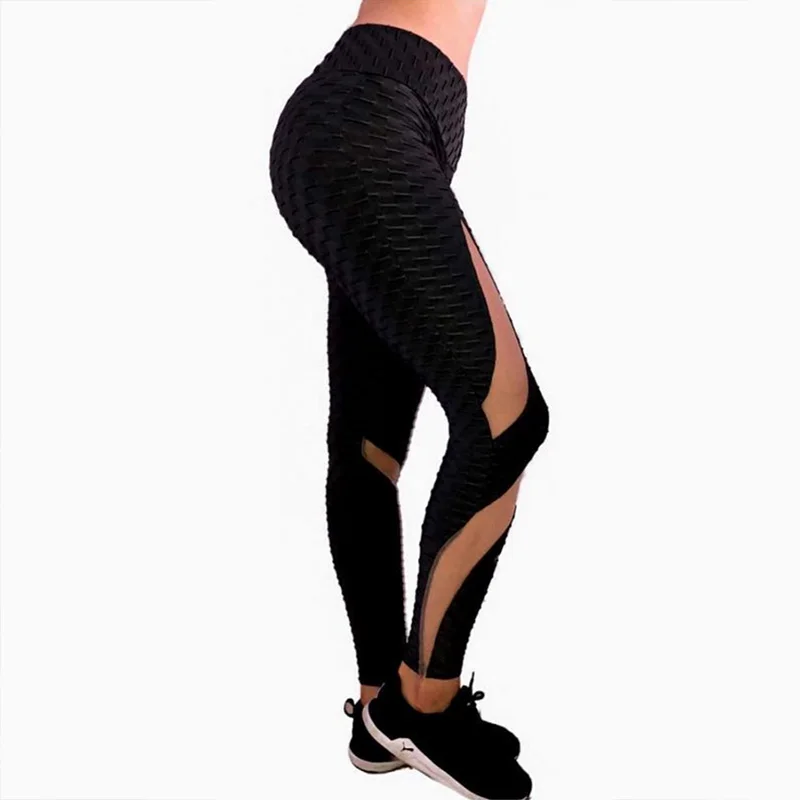 

SALSPOR Women Fashion High Waist Leggings Polyester Knitted Breathable Slimming Fitness Push Up Leggins Sexy Workout Leggings
