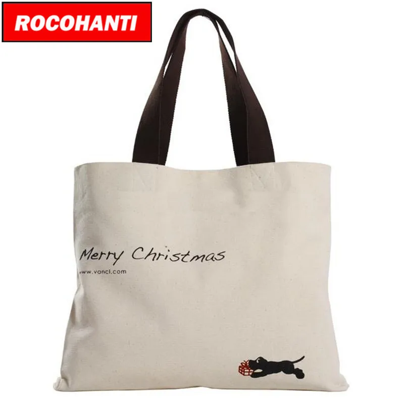 Rocohanti 50x Рекламные довольно Дизайн пользовательские печатные хлопкового полотна Сумки с Цветной Ручки Экологичные тяжелых