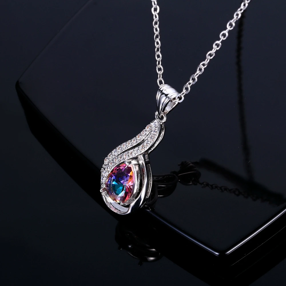 Кулон с радужным драгоценным камнем 3.5ct Мистик красочный Радужный огненный топаз