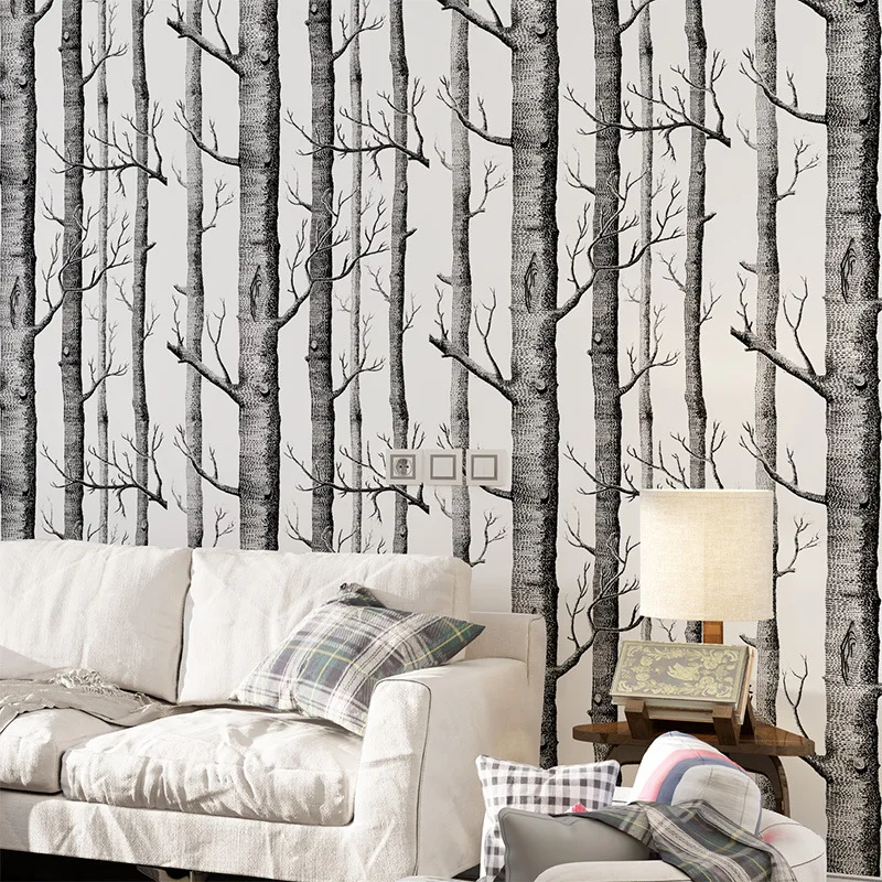 

Forest tree branch Modern simple Entrance wallpaper Sofa wall bedroom TV background wall sticker Non-woven fabric wallsticker