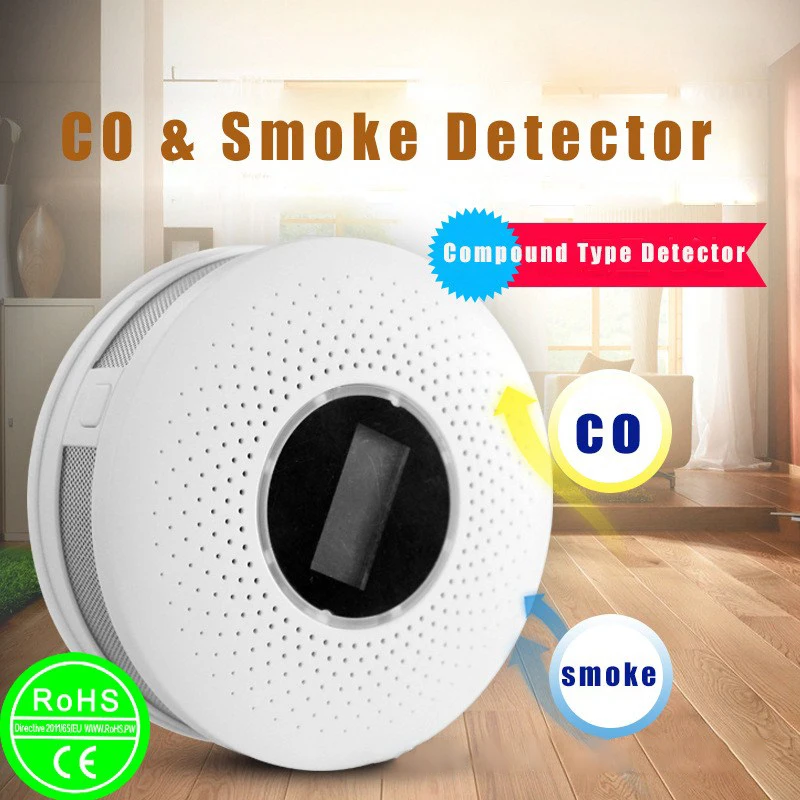 2 in 1 CO Smoke Detector Gas Analyzer Fire Protection Portable Alarm Sensors For Home Security System | Инструменты