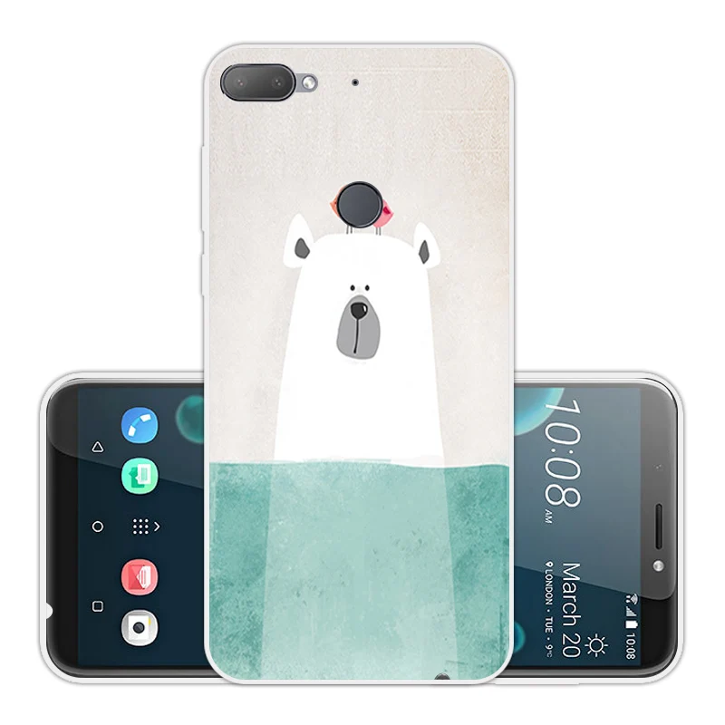 TPU for HTC Desire 12 Plus Fitted Pink Case 6.0&quot Transparent Ultra Thin Soft Silicone 12+ Back Phone Cover |