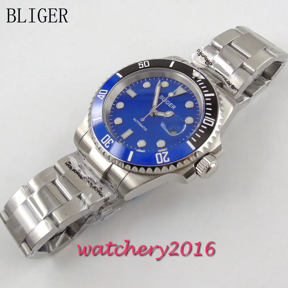 Мужские автоматические механические часы с синим циферблатом 40 мм | Наручные