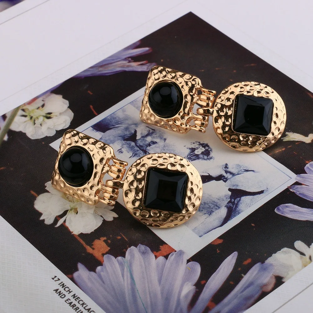 Vinnago золото Цвет геометрический Серьги с черным Камни Винтаж большой