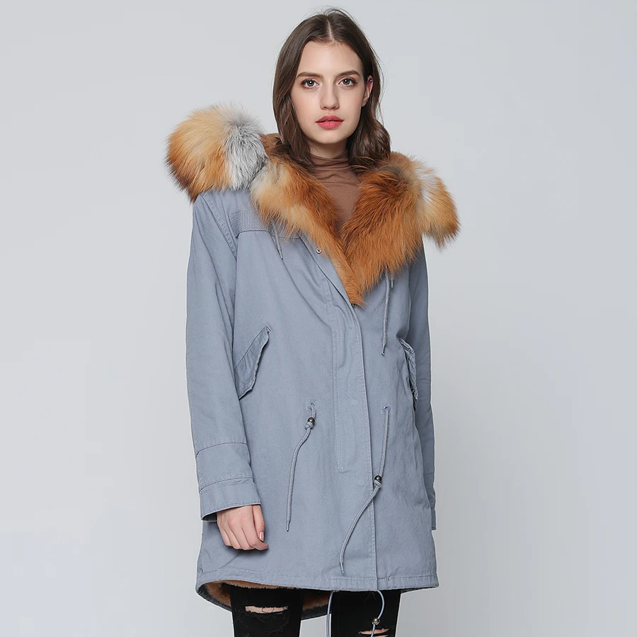 OFTBUY/2021 пальто с натуральным мехом зимняя куртка для женщин длинная парка лисьим