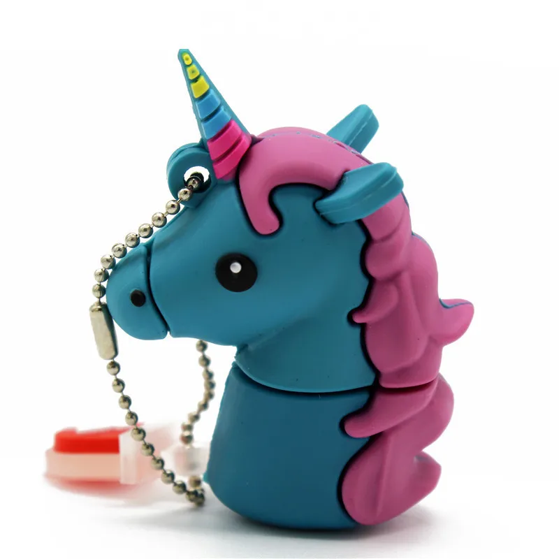 Синий Модель usb флеш-накопителя KING SARAS cute cartoom Единорог usb 2,0 4 ГБ 8 ГБ 16 ГБ 32 ГБ 64 ГБ флешка, подарок usb - Цвет: Синий