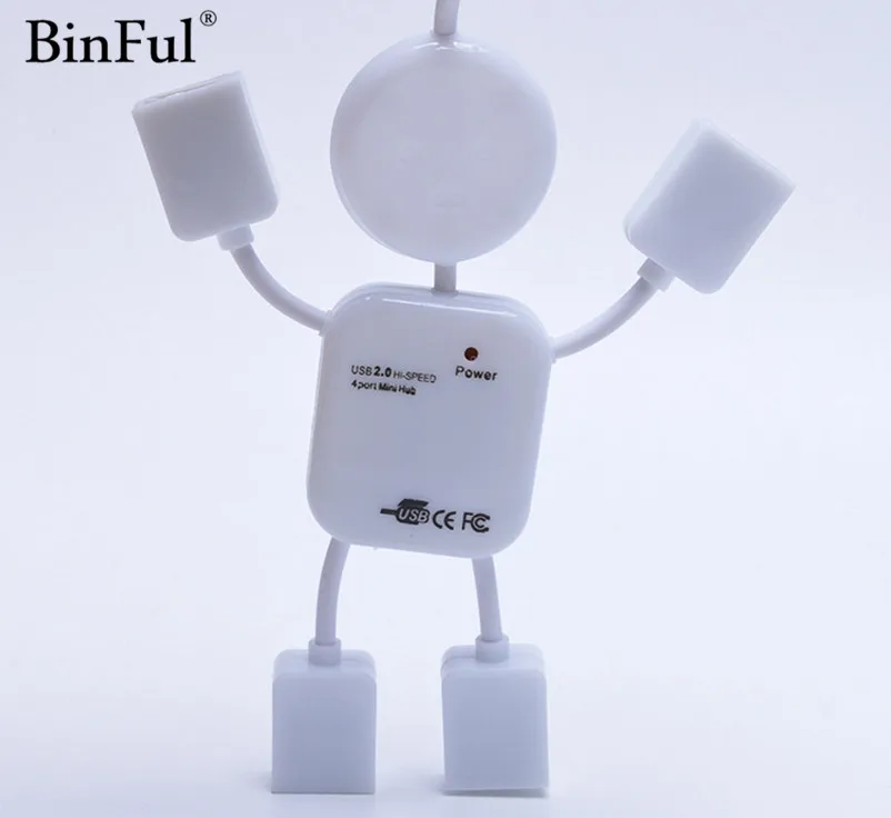 BinFul Новое поступление креативный мини гуманоидный usb концентратор Мини 4 порта USB