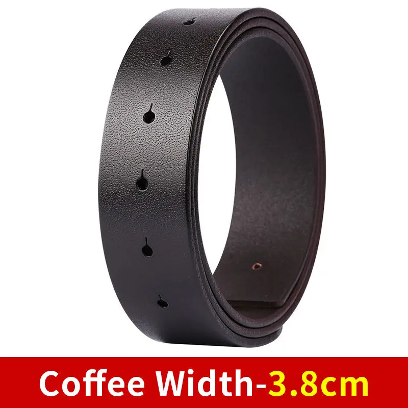 BIGDEAL Diy belt genuine leather without buckle replace belt cowskin leather belt body Pure color Smooth buckle cowhide waistban - Цвет: Coffee Width-3.8cm