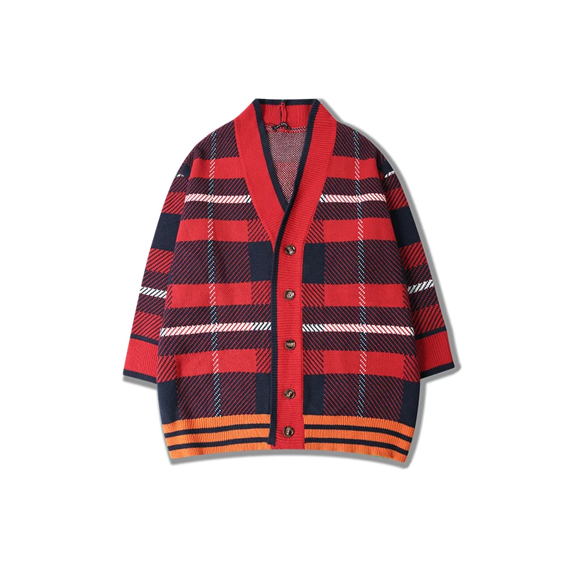 Sweater Men Blusa Masculina Fashion Hip Hop Plaid Autumn Winter Oversized Cardigan Kpop ropa cardigan masculino N-neck Sweaters |