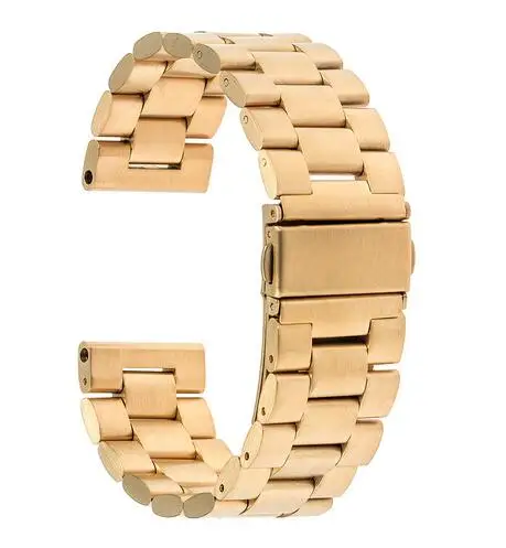 Gold Ремешок из нержавеющей стали 22 мм для samsung gear 2 R380 Neo R381 Live R382 Moto 360 2 2nd 46 мм браслет черный золотой серебряный - Цвет ремешка: Gold