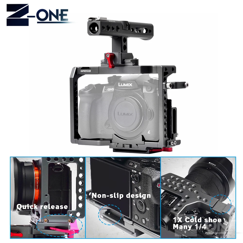 WARAXE GH5 комплект клетка для камеры Panasonic GH4 с ручкой натовского рельса и 1/4 &quotи 3/8&quot
