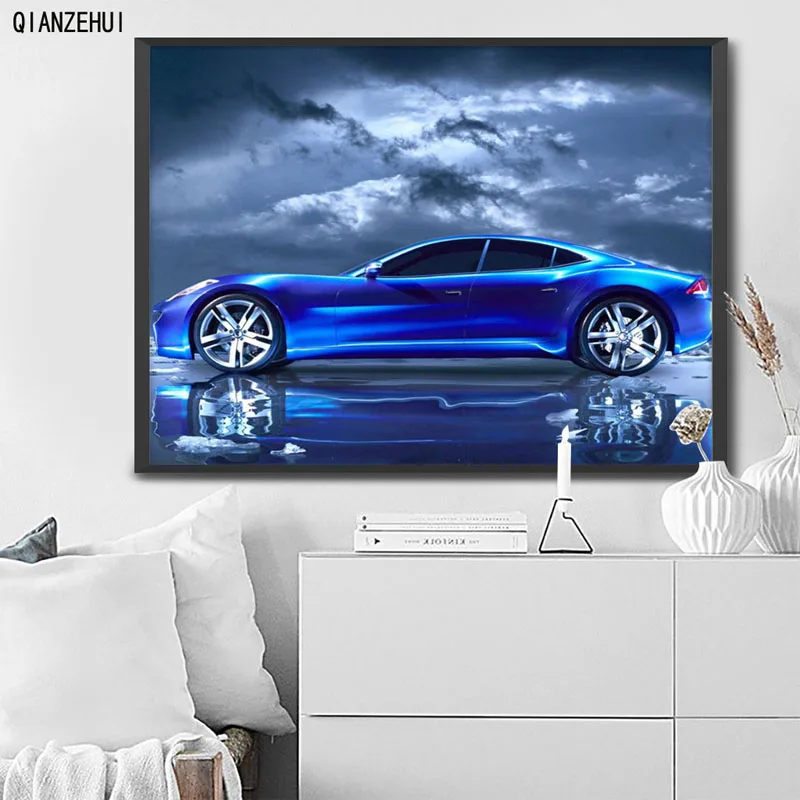 QIANZEHUI Стразы DIY пластиковые изделия алмазная синяя Автомобильная живопись