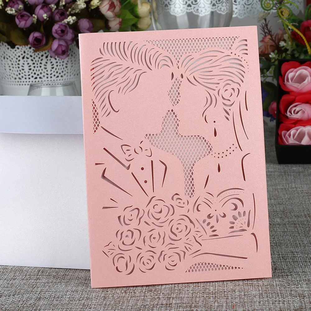 Набор пригласительных открыток для свадьбы с лазерной резкой 10 шт.|card kit|card with