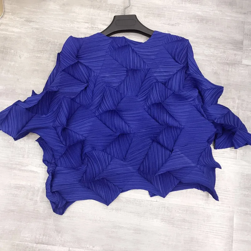 Женская рубашка LANMREM винтажная плиссированная с круглым вырезом и крыльями