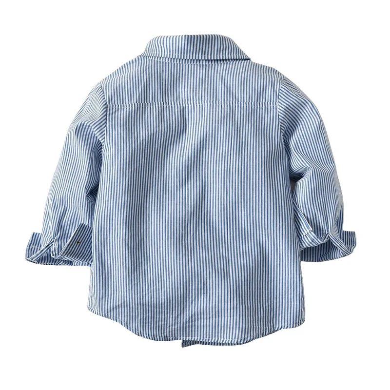 New Style Spring Kids Children Shirts Cotton Baby Boys Blouse Long Sleeve Striped Turn-down Collar Infant Clothes Casual 2-8Year | Мать и