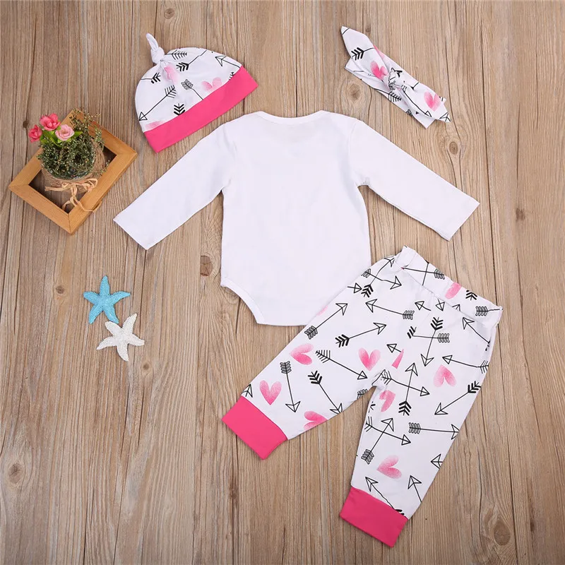 

CANIS 2018 Autumn Baby Kids 4Pcs Floral Newborn Baby Girl Warm Bodysuit Long Pants Leggings Clothes Outfit Set