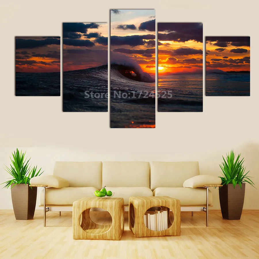 Без рамки 5 шт. морская волна Современный домашний декор для стен картина холст