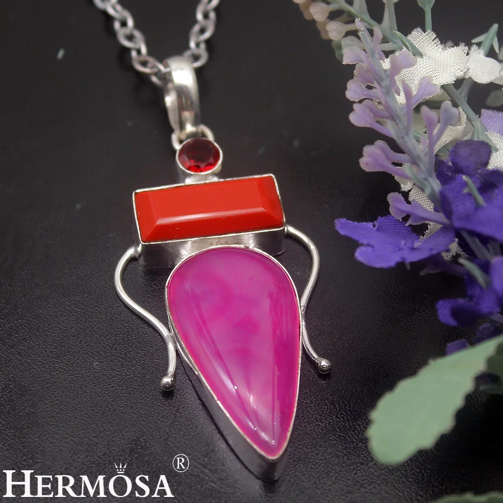 HERMOSA ювелирные изделия уникальная Мода красный коралловый серебряный цвет