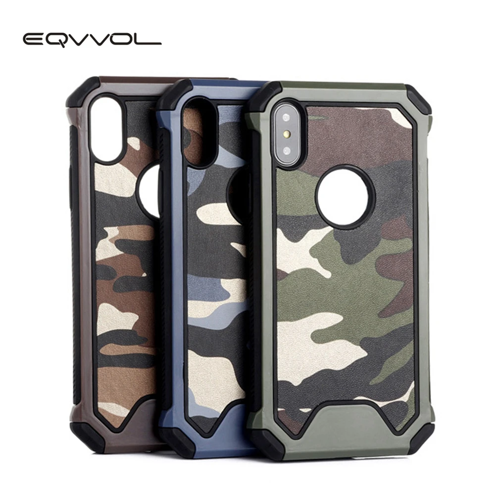Eqvvol 3 In1 Army Green Camouflage Case For iPhone X 8 7 Plus Soft TPU Silicon Phone Cases Back Cover 6 6s 5s SE | Мобильные