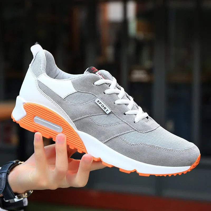 Autumn Men's Sports Shoes Men Flying Woven Breathable Casual Male Gray Black And White Lace-up Sneakers | Обувь