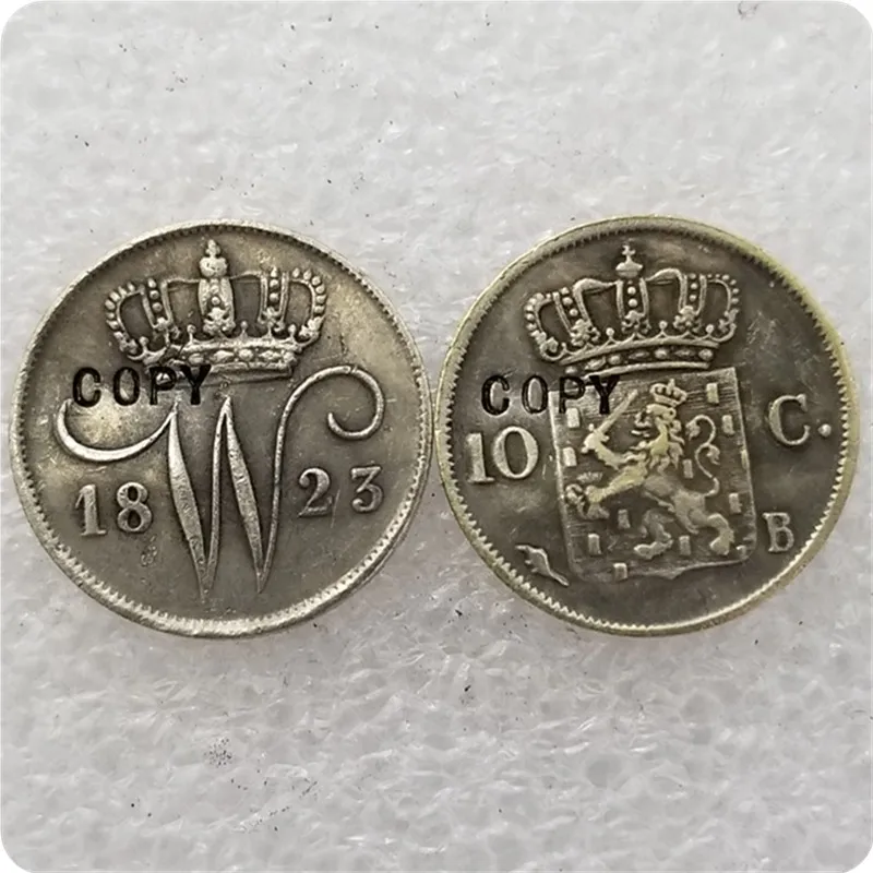 1818-1828 Нидерланды 10 центов копия монет - Цвет: 1823-B