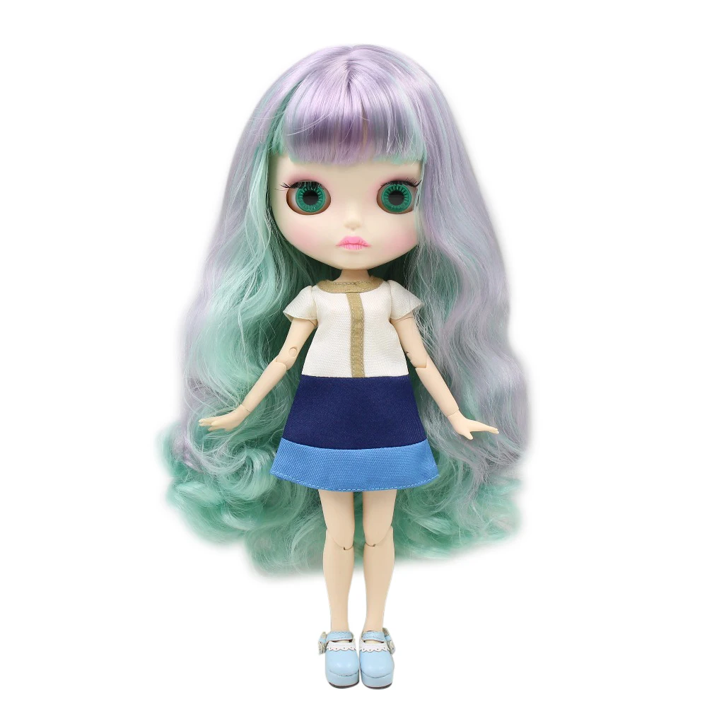 Кукла ICY DBS Blyth BL1049/4006 зеленые и фиолетовые волосы матовое лицо новая Лицевая