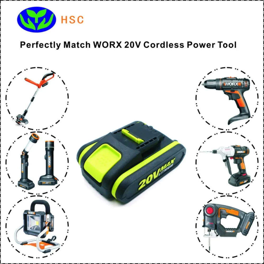WOX20A 2000 mAh 20 V литий-ионный аккумулятор замена WORX WA3551.1, WA3516, WA3520, WA3525, WA3549.1, WG151s, WG155s аккумулятор