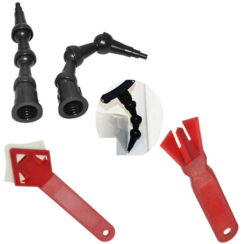 

Free Shipping10Sets Per Order 2pc 360 degree Rotating Nozzle 45 and 90 Bent degree Angle and 1set caulking tool and removal tool