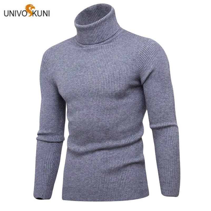 Мужской Однотонный свитер UNIVOS KUNI повседневный мягкий с высоким воротником