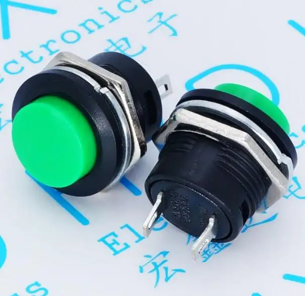 100 шт./лот R13 507 красный/зеленый переключатель сброса с круглой крышкой 16 мм 3A 250 В AC