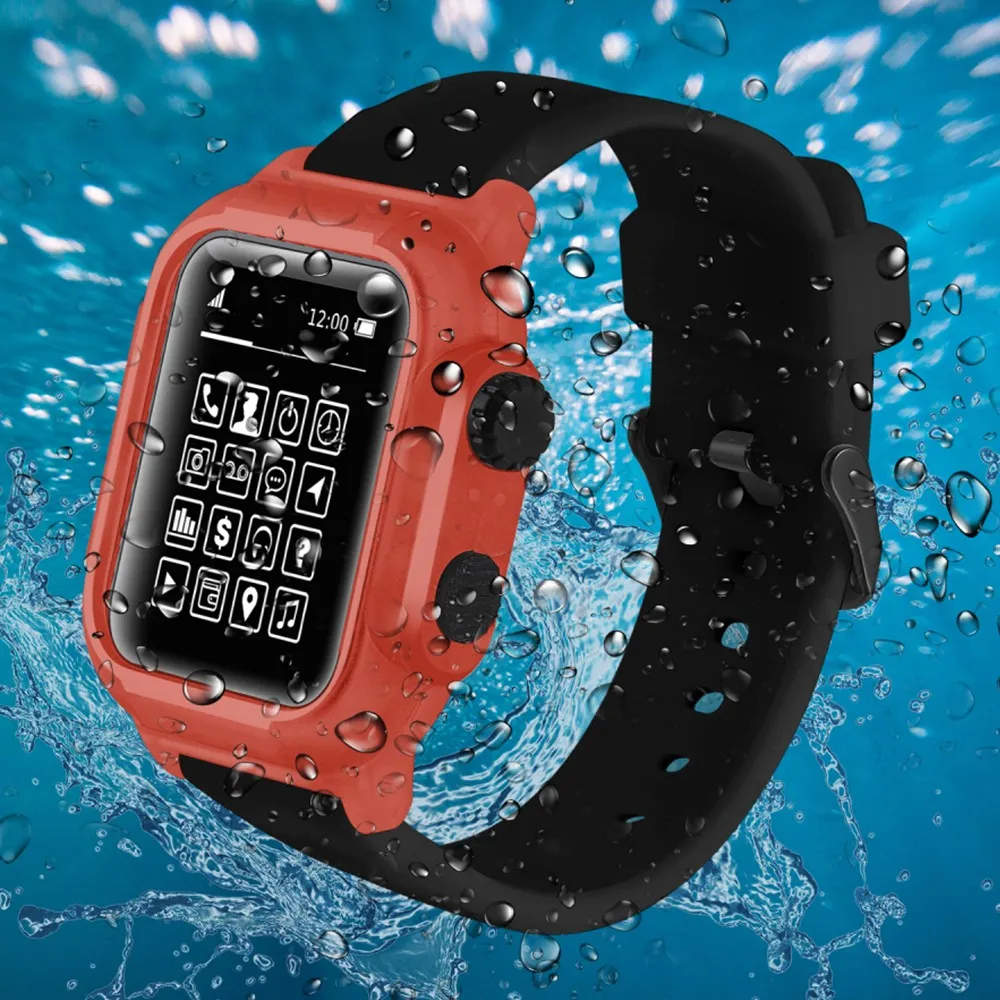 Водонепроницаемый противоударный чехол для Apple Watch Series 3 2 1 42 мм мягкий