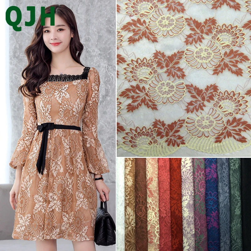 

New 150cm Width Double-color Flower Embroidery Nigerian Lace Fabrics Handmade Lady's Beautiful Skirt Accessories Tulle For Dress