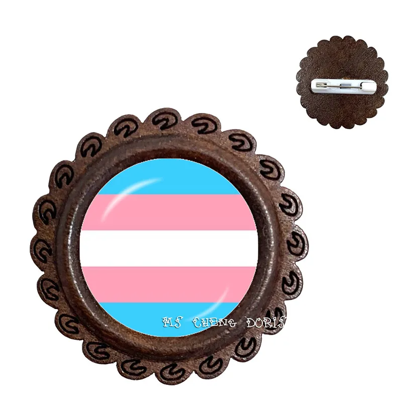 Модная деревянная брошь Bi Pride со стеклянным куполом воротники булавки Радужный