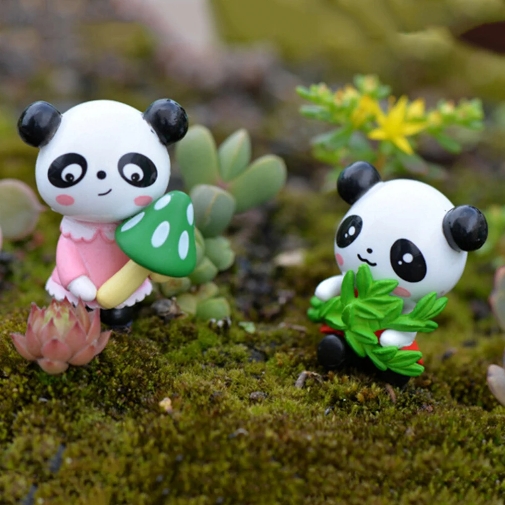 4 шт./лот мини панда Фея Сад миниатюрные гномы мох террариумы смолы ремесла