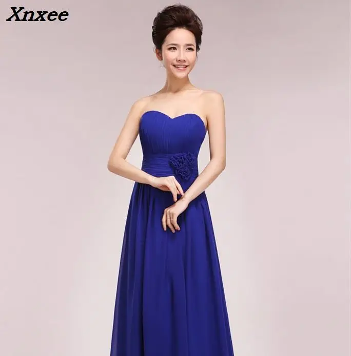 

2018 Xnxee New Strapless Long Chiffon Dresses for Wedding Party Formal Evening Gowns Vestidos Maxi Swing Dress Summer Beach
